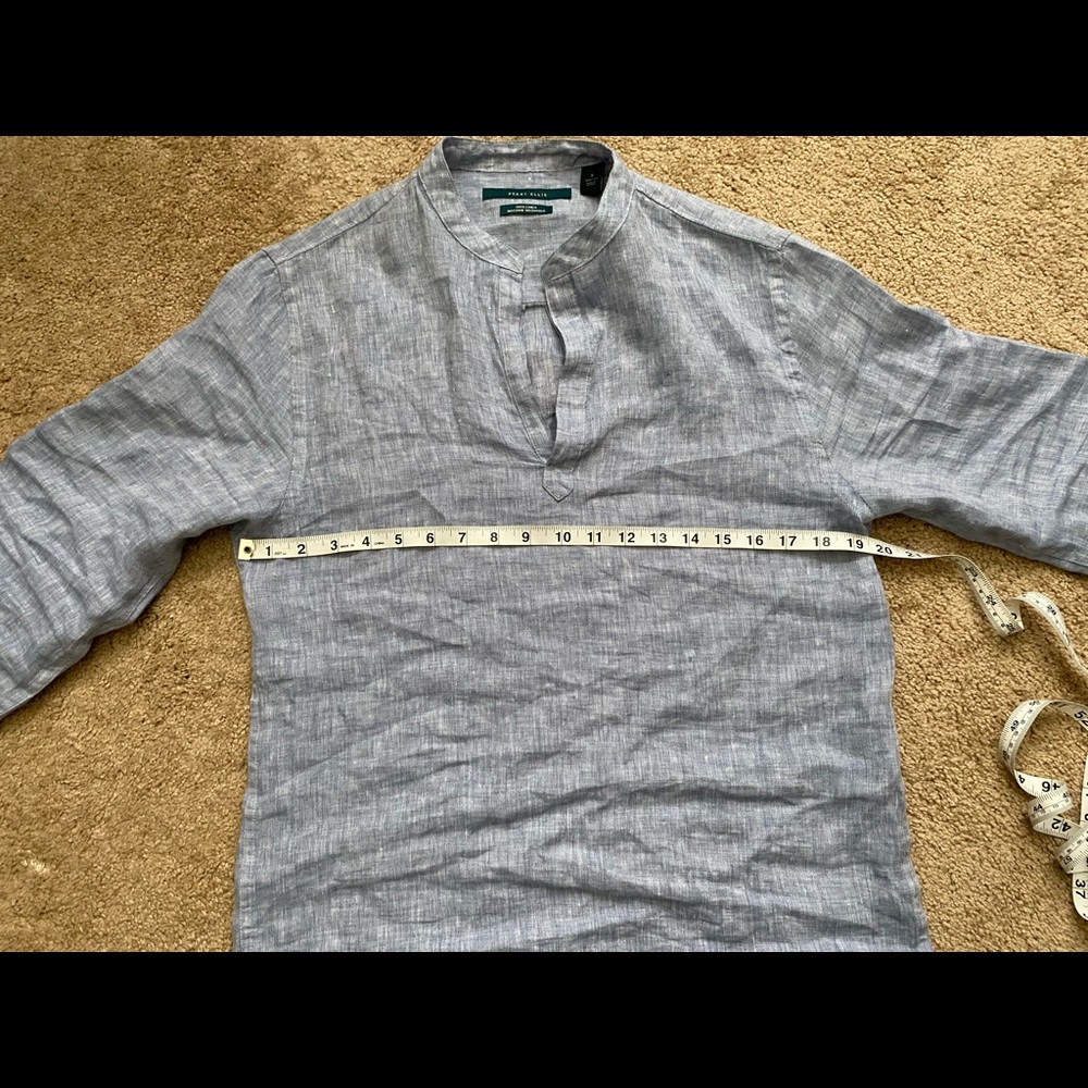 Perry Ellis Linen Popover Shirt XS Light Blue - Picture 4 of 4